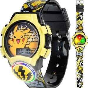 NEW!  Kids Pokemon Digital LCD Quartz Watch for Boys, Girls Black and Yellow